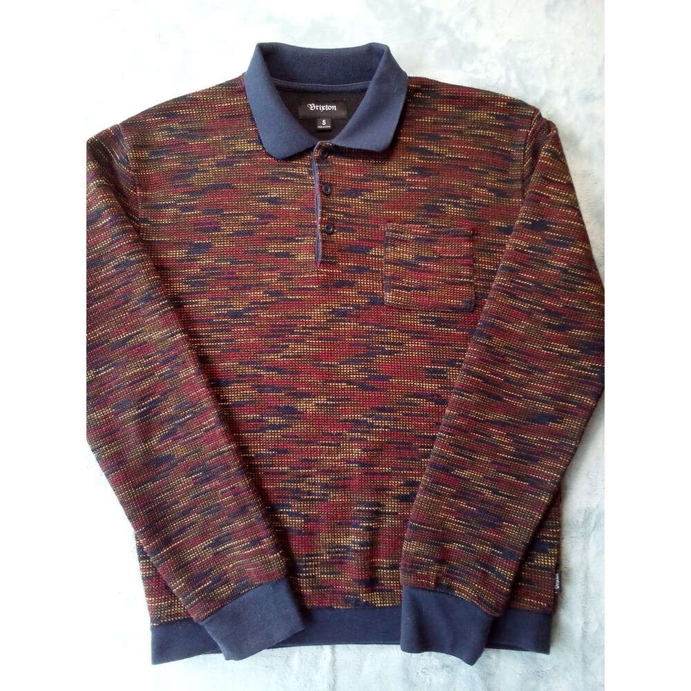 Brixton Cypher Polo Sweater Mens Size S Multicolor Knit Long Sleeve Pullover
